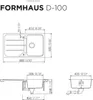 Technical drawing of a sink with dimensions and labels. Anteprima dell’immagine prodotto
