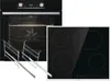 A black oven and a black induction hob are shown together against a white background. Produktbild-Vorschau