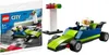 A LEGO City race car set shown in its packaging and as a built model, alongside a traffic light structure. Produktbild-Vorschau