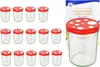 A set of glass jars with mushroom-themed lids and a recipe booklet. Produktbild-Vorschau