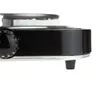 A close-up view of the side of a black electric burner with a silver trim and a black knob. Náhľad obrázku produktu