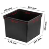 A black square planter insert with dimensions indicated by text and lines. Produktbild-Vorschau