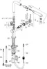 An exploded diagram of a kitchen faucet assembly, showing all individual parts and their numerical labels. Anteprima dell’immagine prodotto