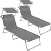 Two grey lounge chairs with canopies are shown against a white background. Náhled obrázku produktu
