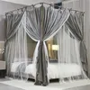 Bett-Baldachin mit Moskitonetz Set Elegant Grau 120x200x210 Produktbild-Vorschau 8