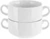 Two white soup bowls stacked on top of each other. Anteprima dell’immagine prodotto