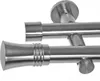 Close-up view of a double curtain rod system with mounting hardware. Produktbild-Vorschau