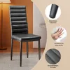 A black dining chair is shown in a room setting, with close-up insets highlighting product features. Náhľad obrázku produktu