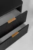 A close-up view of a black cabinet with two open drawers, featuring gold handles. Anteprima dell’immagine prodotto