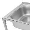 A close-up view of the edge of a stainless steel sink on a metal frame. Náhled obrázku produktu