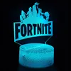 A Fortnite Battle Royale LED 3D night light with a remote control, displayed against a black background. Voir les images du produit