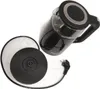 A black electric kettle and its base are shown on a white background. Produktbild-Vorschau