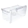 A clear plastic drawer with handles, isolated on a white background. Produktbild-Vorschau