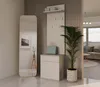 A modern entryway with a full-length mirror, a wall-mounted coat rack with storage, and a potted plant. Produktbild-Vorschau