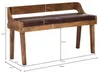 WOHNLING Sitzbank Echtleder / Massivholz Bank 108x63x43 cm Produktbild-Vorschau 3