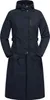 A full-body studio shot of a dark blue, hooded, long coat. Produktbild-Vorschau