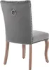A single gray upholstered dining chair with wooden legs, shown from the back. Náhľad obrázku produktu