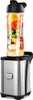 A personal blender with a clear container filled with fruits and vegetables, placed on its silver base. Podgląd zdjęcia produktu