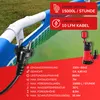 A submersible pump is shown next to an inflatable pool, with marketing text highlighting its features. Produktbild-Vorschau