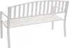 A white metal garden bench shown from a rear, slightly elevated angle against a white background. Produktbild-Vorschau