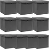 vidaXL Úložné boxy s víkem 10 ks. Šedé 32x32x32 cm Látkové Náhled obrázku produktu 6