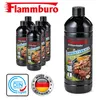 A collage showing multiple bottles of grill lighter fluid and a single bottle with certification badges. Produktbild-Vorschau