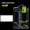 A small aquarium with fish, a bubble stone, and an air pump. A graph showing sound levels is also present. Voir les images du produit