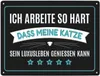 Luxusleben Katze Metallschild XXL in blau mit Barthaar Produktbild-Vorschau 1