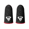 Two black finger sleeves with a white logo and red trim, presented on a white background. Produktbild-Vorschau