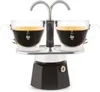 A Bialetti Moka pot with two cups of espresso. Produktbild-Vorschau