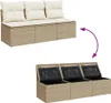 vidaXL Gartensofa mit Kissen 3-Sitzer Beige Poly Rattan Produktbild-Vorschau 3