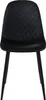 A black velvet dining chair with a diamond-stitched backrest and black metal legs, shown from the front. Produktbild-Vorschau
