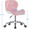 A pink office chair with dimensions indicated by measurement lines and text. Produktbild-Vorschau