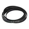 A black serpentine belt coiled on a white background. Produktbild-Vorschau