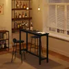 A bar area with a high table and stools, shelves with bottles, and a window with blinds. Náhľad obrázku produktu