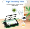 A close-up of a vacuum cleaner filter with illustrative graphics showing particles it captures. Produktbild-Vorschau