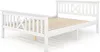 A white wooden bed frame with a slatted base, shown from a diagonal angle against a white background. Anteprima dell’immagine prodotto