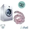 A washing machine, a laundry care symbol, and a braided baby nest are shown against a white background. Náhled obrázku produktu