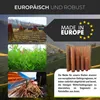 Collage of images showing willow cultivation, harvesting, and finished willow mats, set against a natural landscape background. Produktbild-Vorschau