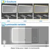 Miroir LED 120x70cm, anti-buée avec horloge, blanc froid Voir les images du produit 3