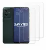 A dark green smartphone is shown next to three clear screen protectors, with the brand name 'SAVVIES' and 'SMART PROTECTION' visible on the phone screen. Produktbild-Vorschau