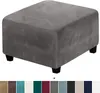 (Grau) Quadratischer Hockerbezug Stretch-Ottomanenbezug Produktbild-Vorschau 1