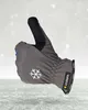 A gray glove with a snowflake icon and brand logo, presented in a snowy environment. Produktbild-Vorschau