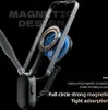 A close-up marketing image of a magnetic phone holder attached to a phone, with text overlays highlighting features. Produktbild-Vorschau