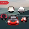 A red race car bed is shown on a road with various callouts highlighting its features. Produktbild-Vorschau