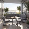home24 Loungegruppe - 5-teilig - Stahl / Webstoff - Grau Produktbild-Vorschau 2