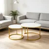 Satztisch 2er Set,Couchtisch Rund aus Holz,stapelbar Produktbild-Vorschau 2
