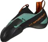 Kletterschuh "Mantra" von La Sportiva in mintgrün mit schwarzer Sohle und elastischem Einstieg. Produktbild-Vorschau