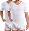 2er Pack Extralanges Herren kurzarm Shirt +6cm V-Neck mit Bund als Abschluss weiß Produktbild-Vorschau