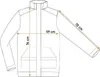 A diagram of a jacket with measurements indicated. Voir les images du produit